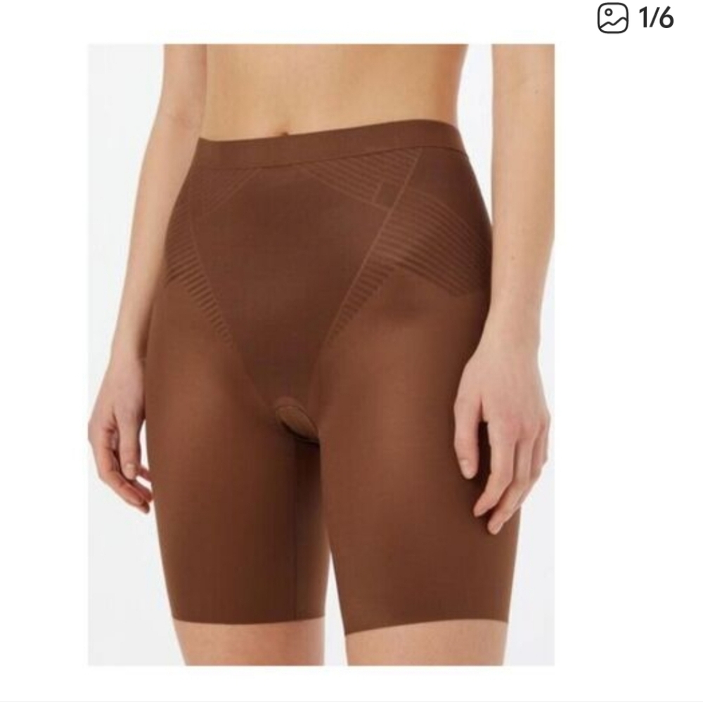 Spanx Thinstincts 2.0 Shorts Large Chestnut Brown High Waist Mid Thigh NWT